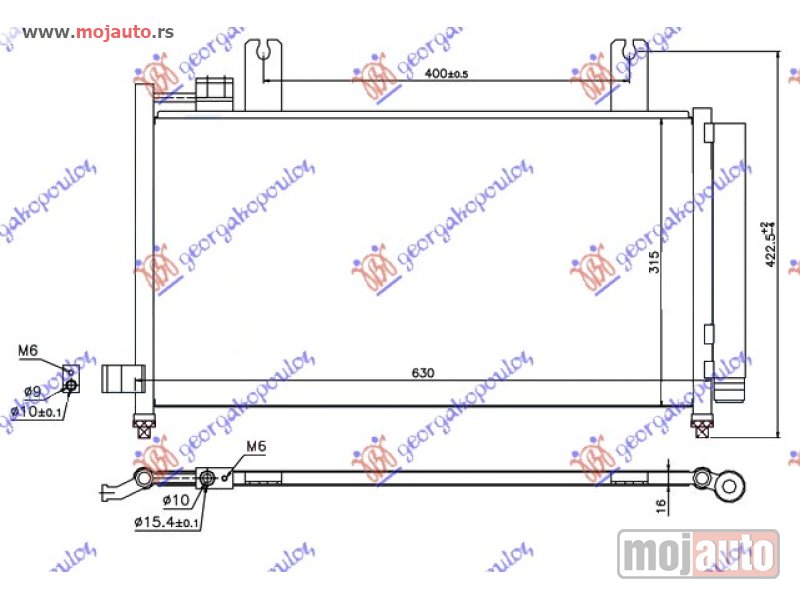 Glavna slika -  HLADNJAK KLIME 2.0 JTD (630x315x16) Fiat sedici 07- -dostupno - MojAuto
