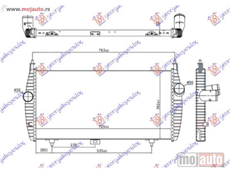 Glavna slika -  HLADNJAK INTERKULERA 2.2-2.7 HDi DIZEL (720x360x32) Citroen c5 04-08 -nedostupno - MojAuto