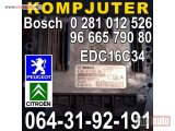 polovni delovi  KOMPJUTER Bosch 0 281 012 526, EDC16C34, 96 665 790 80 Pežo Citroen Peugeot