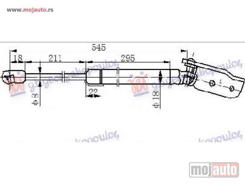 Glavna slika -  AMORTIZER GEPEK VRATA (546L-600N) Kia sportage 15-18 -dostupno - MojAuto