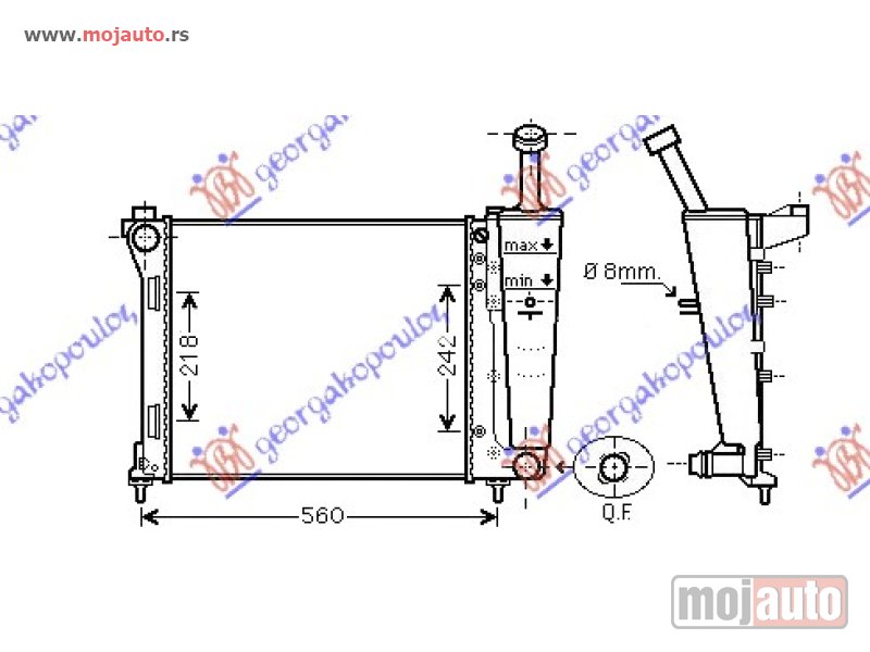 Glavna slika -  HLADNJAK MOTORA 1.2i 8V (+/-AC) (48x39.2) Lancia y 11-24 -dostupno - MojAuto