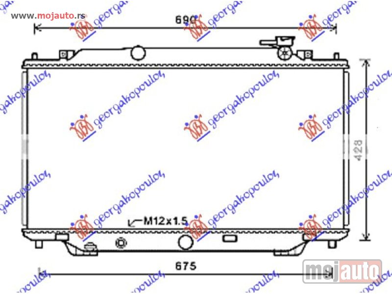 Glavna slika -  HLADNJAK MOTORA ZA SVE MODELE BENZIN (375x735x16) Mazda 3 sdn-h/b (bm) 13-16 -dostupno - MojAuto