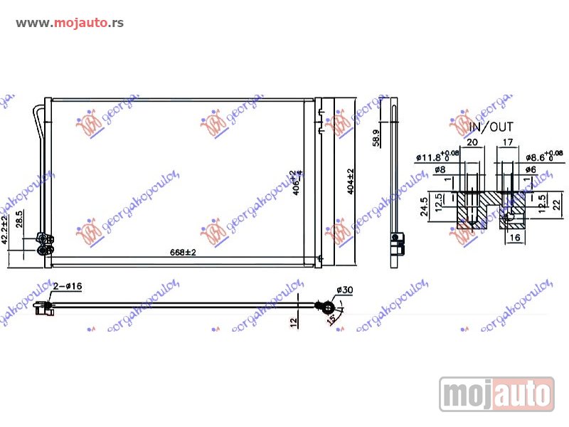 Glavna slika -  HLADNJAK KLIME ZA SVE MODELE BENZIN/DIZEL (640x385x12) Mercedes vito (w447) 15- -dostupno - MojAuto