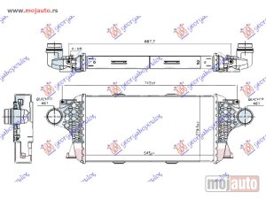 NOVI: delovi  HLADNJAK INTERKULERA 3.0 DIZEL (545x280x50) Mercedes ml (w166) 11- -dostupno
