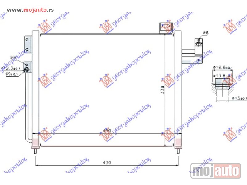 Glavna slika -  HLADNJAK KLIME 2.0 TD DIZEL (450x340x16) Mazda premacy 99-04 -dostupno - MojAuto