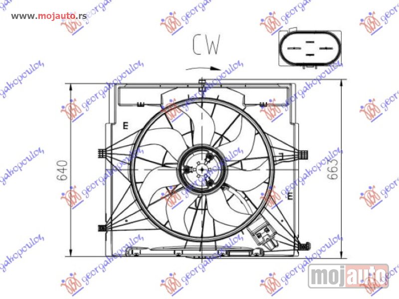 Glavna slika -  VENTILATOR KOMPLET (2.2 DIZEL) (500mm) (4 PIN) Mercedes vito (w447) 15- -dostupno - MojAuto