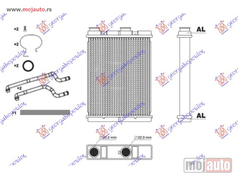 Glavna slika -  GREJAC KABINE 1.2/1.3//2.0i 16V BENZIN - 1.5/1.6 dCi DIZEL (202x160x26) Nissan qashqai 13-17 -dostupno - MojAuto