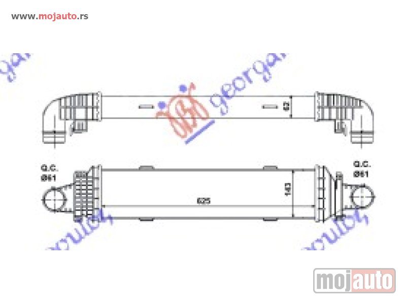 Glavna slika -  HLADNJAK INTERKULERA 2.1-3.0 CDi (625x143x62 Mercedes glk (x204) 12-15 -dostupno - MojAuto