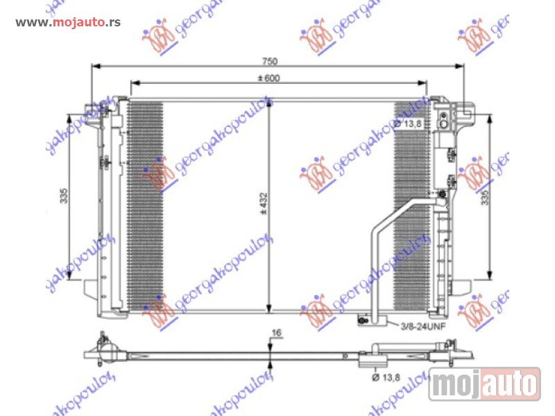 Glavna slika -  HLADNJAK KLIME BENZIN/DIZEL (610x420x16) Mercedes glk (x204) 12-15 -dostupno - MojAuto