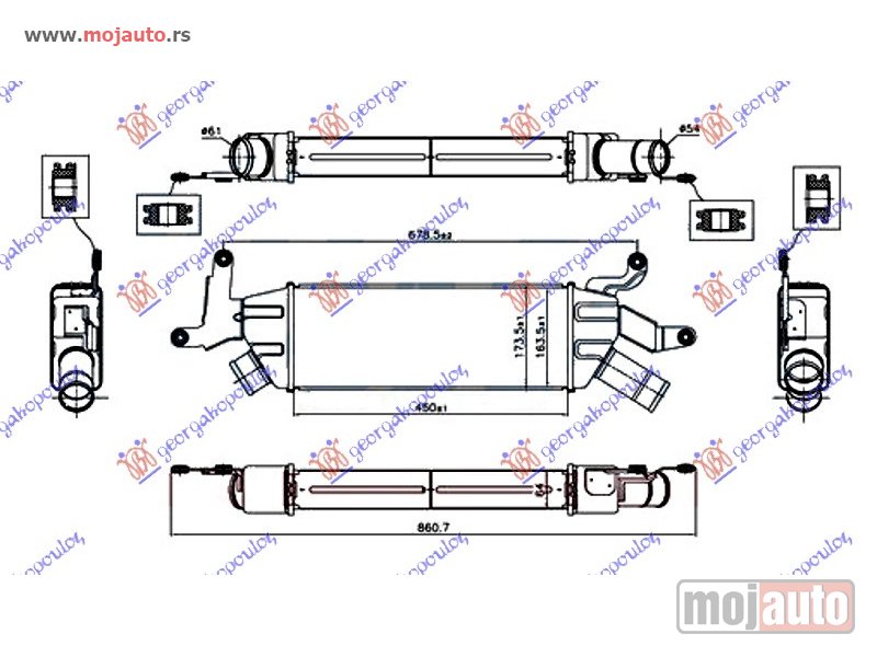 Glavna slika -  HLADNJAK INTERKULERA 2.2 D-ID DIZEL (450x164x64) Mitsubishi outlander 11-13 -dostupno - MojAuto