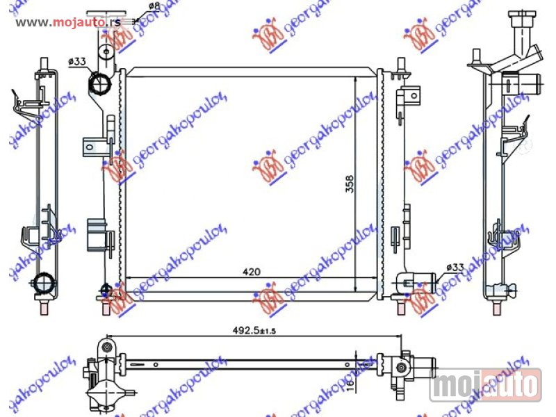 Glavna slika -  HLADNJAK MOTORA BENZIN (MAN) (42x37) Kia picanto 15-17 -dostupno - MojAuto
