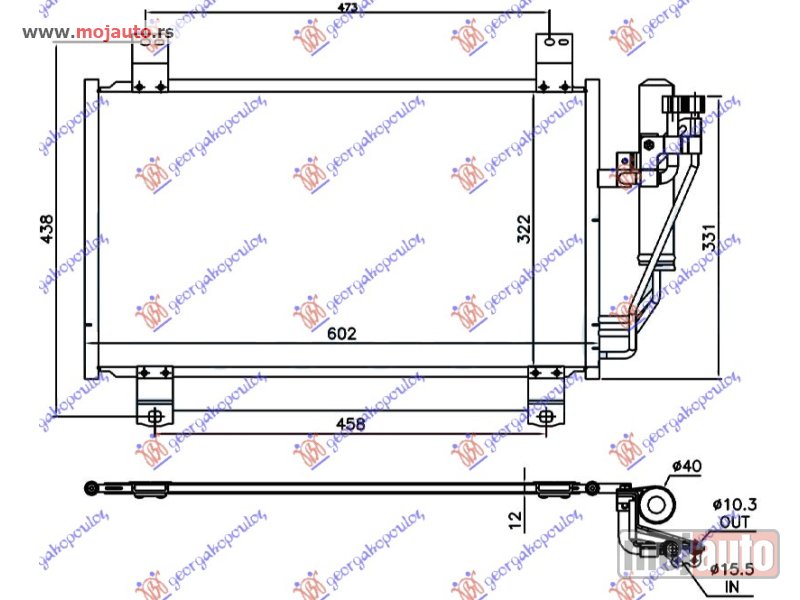 Glavna slika -  HLADNJAK KLIME 2.0i BENZIN (568x326x12) Mazda 2 20-22 -dostupno - MojAuto