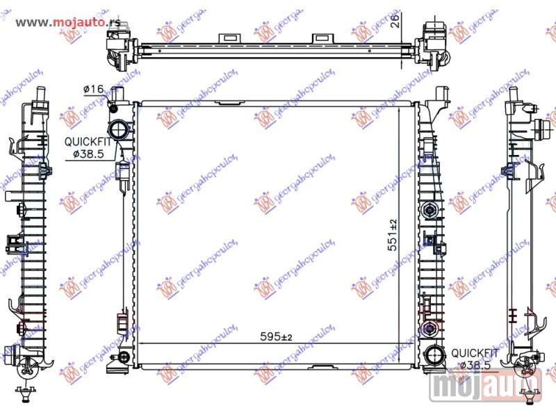 Glavna slika -  HLADNJAK MOTORA ZA SVE MODELE (520x370x16) Mercedes gl (x166) 12-15 -dostupno - MojAuto