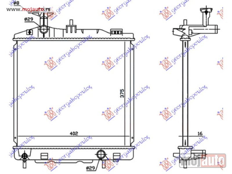 Glavna slika -  HLADNJAK MOTORA 1.0/1.2 BENZIN (MAN) (375x395x16) Mitsubishi space star 20- -dostupno - MojAuto