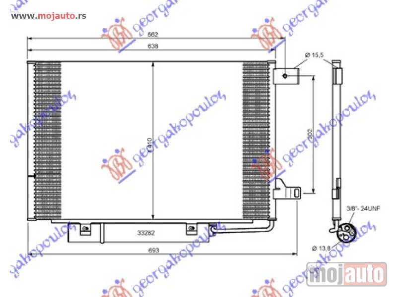 Glavna slika -  HLADNJAK KLIME BENZIN (600x4100x16) 2 NOSACA Mercedes b class (w245) 08-11 -dostupno - MojAuto