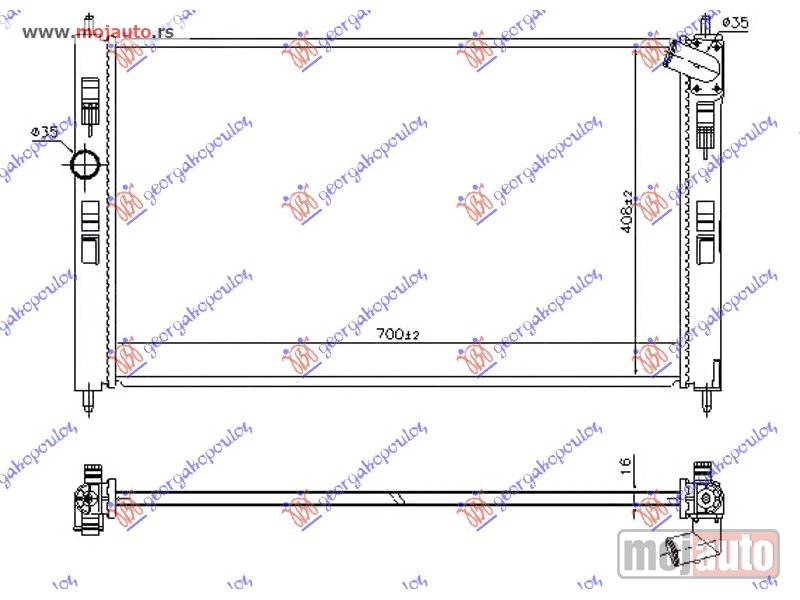 Glavna slika -  HLADNJAK MOTORA 1.6/1.8 16v BENZIN (700x410x16) 14- Mitsubishi asx 14-18 -dostupno - MojAuto