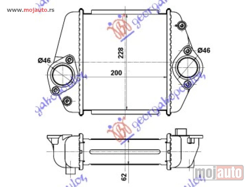 Glavna slika -  HLADNJAK INTERKULERA 2.2 DI DIZEL (200x230x62) (NISSENS) Mazda cx7 11- -dostupno - MojAuto