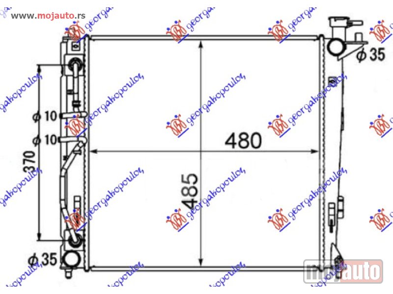 Glavna slika -  HLADNJAK MOTORA 2.0 CRDi DIZEL (AUTOMATSKI) (485x470) (CESKA) Kia sportage 10-14 -nedostupno - MojAuto