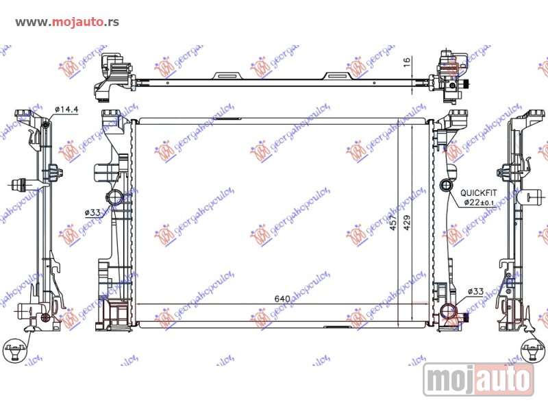 Glavna slika -  HLADNJAK MOTORA BENZIN/DIZEL (MAN) (640x430x16) Mercedes b class (w246) 11-14 -dostupno - MojAuto