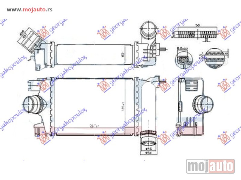 Glavna slika -  HLADNJAK INTERKULERA 1.5 DCI DIZEL (257x185x62) (NISSENS) Nissan micra (k14) 17- -dostupno - MojAuto