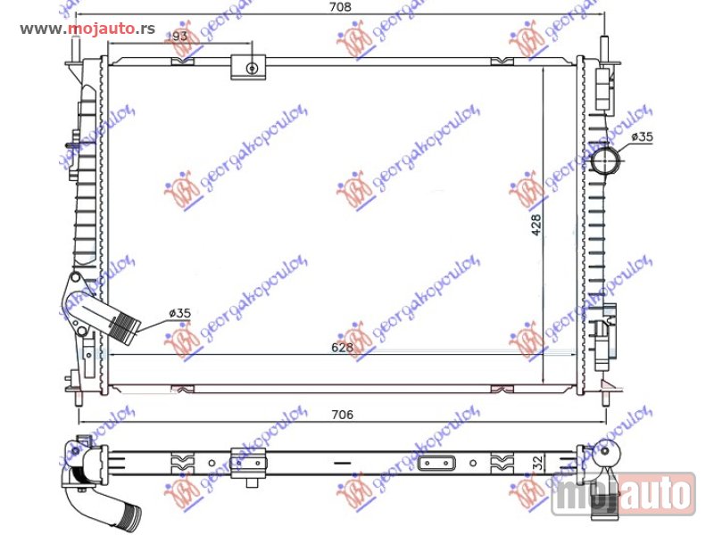 Glavna slika -  HLADNJAK MOTORA 1.6 DCi (62.8x42.8x32) Nissan qashqai 10-13 -dostupno - MojAuto