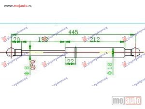 NOVI: delovi  AMORTIZER GEPEK VRATA (CABRIO) (446L-490N) Renault megane sdn-h/b-l/b 02-05 -dostupno
