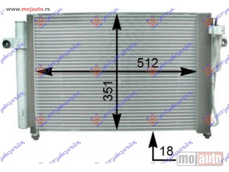 Glavna slika -  HLADNJAK KLIME 1.1/1.3i 16i 12V (503x350) Hyundai getz 06-10 -dostupno - MojAuto