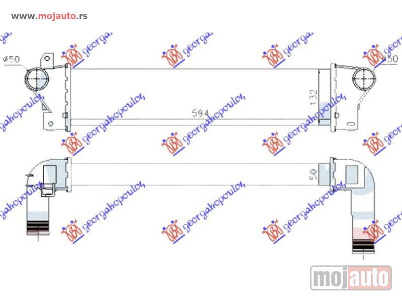 Glavna slika -  HLADNJAK INTERKULERA 2.0 Td4 DIZEL (594x132x50) 00- Land rover freelander 98-07 -dostupno - MojAuto