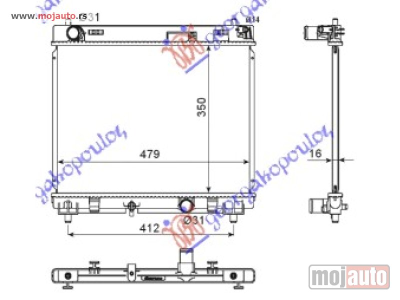 Glavna slika -  HLADNJAK MOTORA 1.4 D-4D (66KW) DIZEL (350x480x16) Toyota yaris 05-11 -dostupno - MojAuto