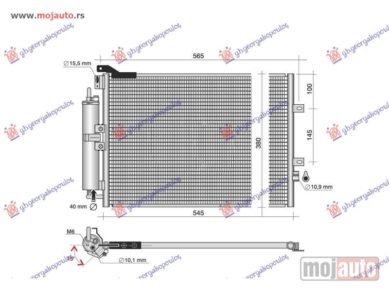 Glavna slika -  HLADNJAK KLIME BENZIN (510x380) Renault clio 06-09 -dostupno - MojAuto