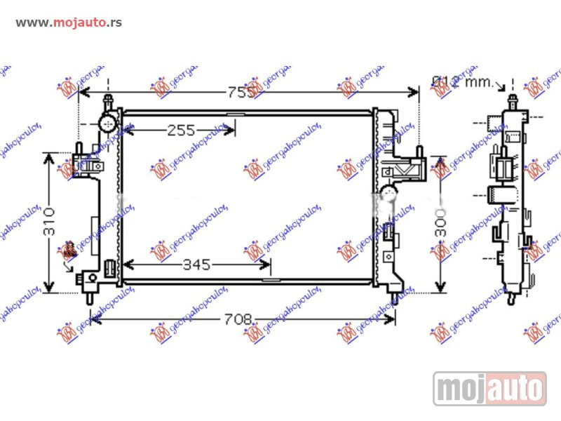 Glavna slika -  HLADNJAK MOTORA 1.3CDTi 1.7DTi DIZEL (60x35) (MAHLE BEHR) Opel corsa c 00-06 -dostupno - MojAuto