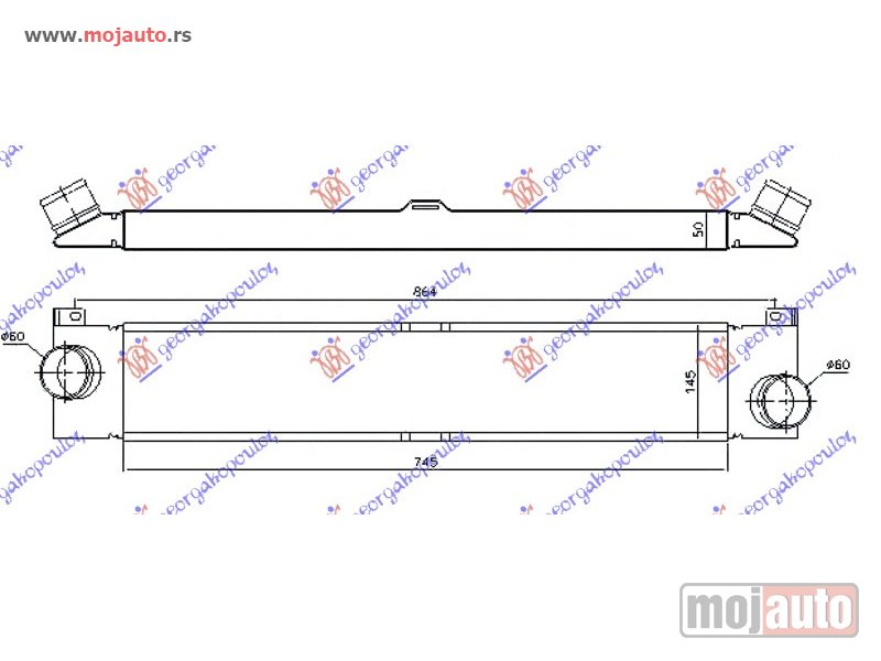 Glavna slika -  HLADNJAK INTERKULERA 2.3 JTD DIZEL (745x145x50) Fiat ducato 06-14 -nedostupno - MojAuto