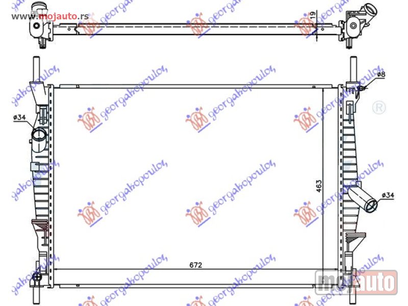 Glavna slika -  HLADNJAK MOTORA 2.2/2.4 TDCi (-AC) (67.5x45.5) Ford transit 06-13 -dostupno - MojAuto