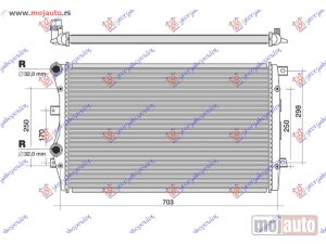 NOVI: delovi  HLADNJAK MOTORA 1.8/2.0 TFSi BENZIN (650x450x34) (MEHANICKI SPOJ) Vw caddy 04-10 -dostupno