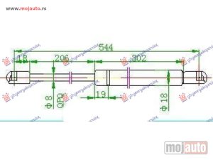 NOVI: delovi  AMORTIZER GEPEK VRATA 3 VRATA (543.5L-360N) Opel corsa b 97-00 -dostupno