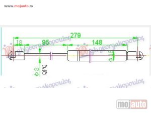 NOVI: delovi  AMORTIZER GEPEK VRATA 4 VRATA (279L-490?) Audi a4 94-00 -dostupno