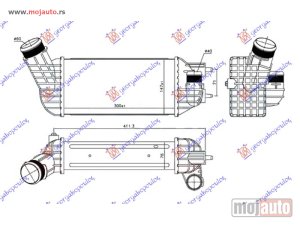 NOVI: delovi  HLADNJAK INTERKULERA 2.0 HDI DIZEL (300x147x76) 60-40 Peugeot 308 08-13 -dostupno