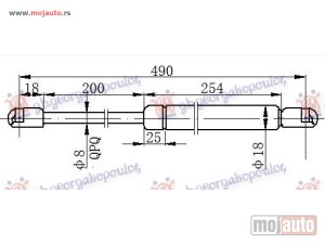 NOVI: delovi  AMORTIZER GEPEK VRATA -99 (SEDAN) (490L-230N) Peugeot 406 sdn 96-05 -dostupno