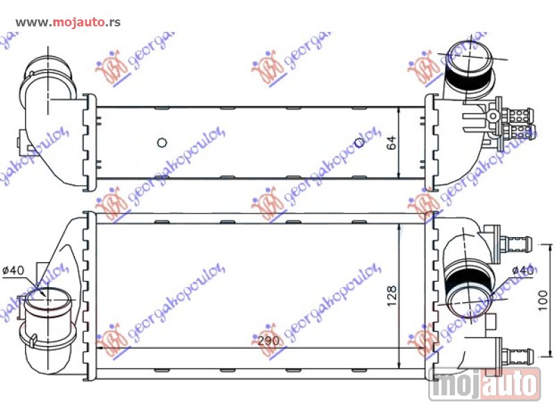 Glavna slika -  HLADNJAK INTERKULERA 1.3 JTD -09 - BENZIN (29x13x6.5) Ford ka 08-16 -dostupno - MojAuto