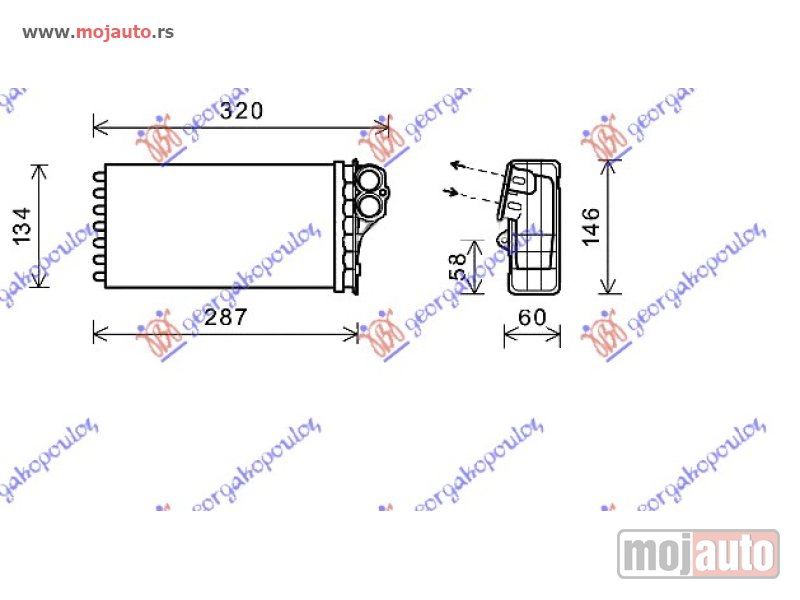 Glavna slika -  GREJAC KABINE (246x134x35) 03- (SA 1 SRAFOM) Citroen xsara picasso 99-07 -dostupno - MojAuto