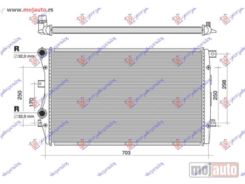 Glavna slika -  HLADNJAK MOTORA 1.8/2.0 TFSi BENZIN (650x450x34) (MEHANICKI SPOJ) Vw caddy 04-10 -dostupno - MojAuto