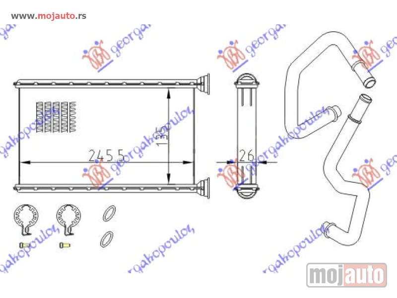 Glavna slika -  GREJAC KABINE (135x245) (KOMPLET SA CEVIMA) Dodge nitro 07- -dostupno - MojAuto