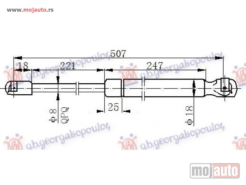 Glavna slika -  AMORTIZER GEPEK VRATA 5 VRATA (380N) Fiat stilo 01-06 -dostupno - MojAuto