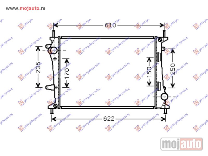 Glavna slika -  HLADNJAK MOTORA 1.9 JTD + AC (53x39.8x2.6) Fiat multipla 98-04 -dostupno - MojAuto