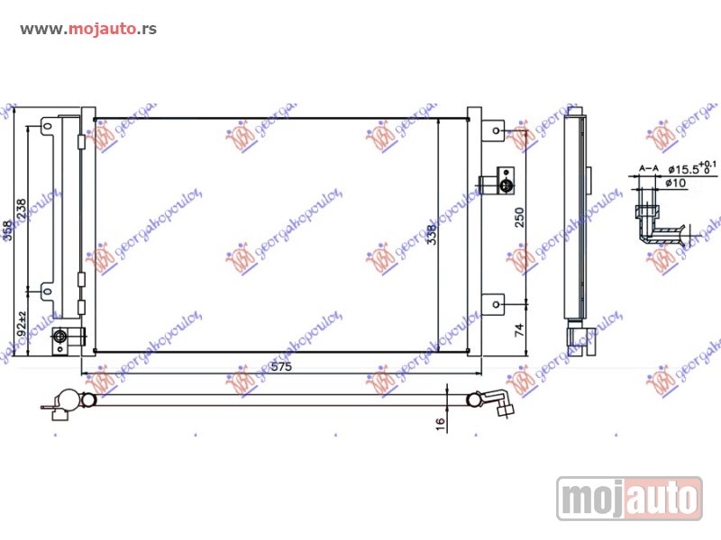 Glavna slika -  HLADNJAK KLIME 1.9 JTD DIZEL (575x338x16) Fiat multipla 98-04 -dostupno - MojAuto
