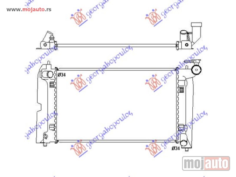 Glavna slika -  HLADNJAK MOTORA 1.4/1.6/1.8 i-VVTi BENZIN (MAN) (600x350) (ENGLESKA) (BRZA SPOJNICA ZA VENTILATOR) Toyota corolla (e 12) sdn 02-06 -dostupno - MojAuto