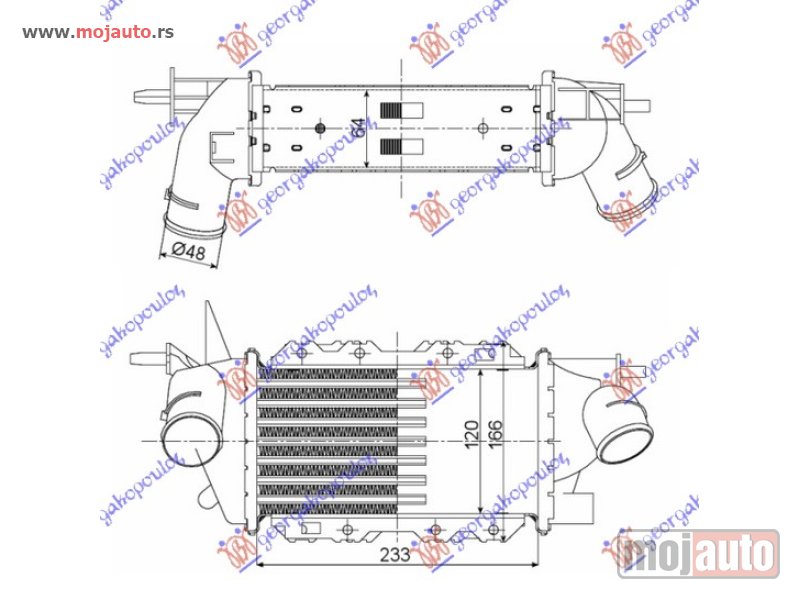 Glavna slika -  HLADNJAK INTERKULERA 2.0-2.2 TDI 16V (233x128) Opel vectra b 96-98 -dostupno - MojAuto