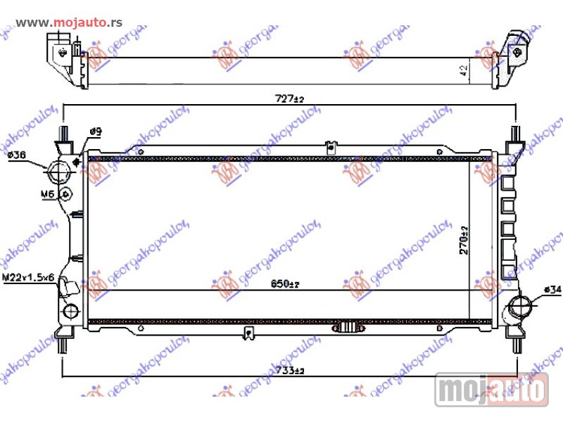 Glavna slika -  HLADNJAK MOTORA 1.7 DIZEL (65x27) Opel combo 93-00 -dostupno - MojAuto