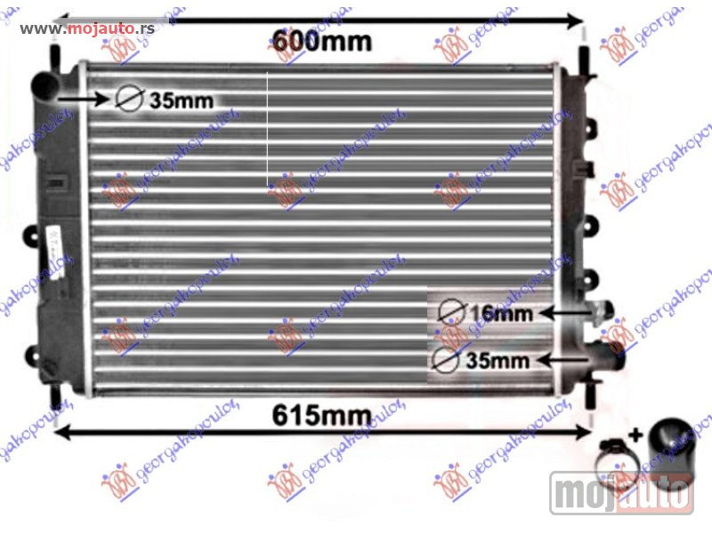 Glavna slika -  HLADNJAK MOTORA 1.4/1.6/1.8 16V 1.8D (+/-AC) (52.5x36.5) Ford escort 93-95 -dostupno - MojAuto