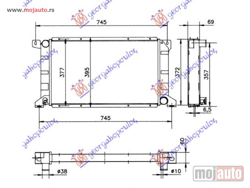 Glavna slika -  HLADNJAK MOTORA 2.5 TD (60x33.5) Ford transit 92-95 -nedostupno - MojAuto